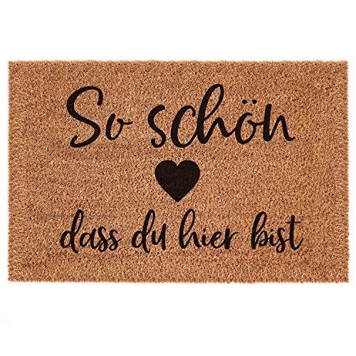 Interluxe Kokos-Fußmatte - So schön, DASS du Hier bist - Kokosmatte 100% Türmatte Fußabtreter Türvorleger als Geschenk für Geburtstag Hochzeit Einzug oder Umzug (50 x 70 cm) von Interluxe