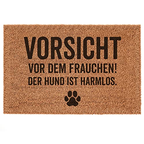 Interluxe Kokos Fußmatte - Vorsicht vor dem Frauchen - Hund - Fußmatte mit Spruch für Hundebesitzer*innen 100% Kokos - Geschenk für Hundemenschen (40 x 60 cm) von Interluxe