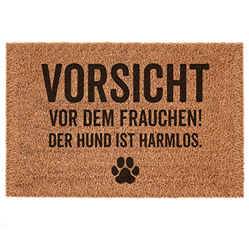 Interluxe Kokos Fußmatte - Vorsicht vor dem Frauchen - Hund - Fußmatte mit Spruch für Hundebesitzer*innen 100% Kokos - Geschenk für Hundemenschen (50 x 70 cm) von Interluxe