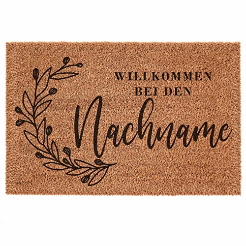 Interluxe Kokos Fußmatte - WILLKOMMEN BEI DEN [Nachname] S - Fussmatte Kokosmatte personalisiert individuell Zuhause Familie (50x70cm) von Interluxe