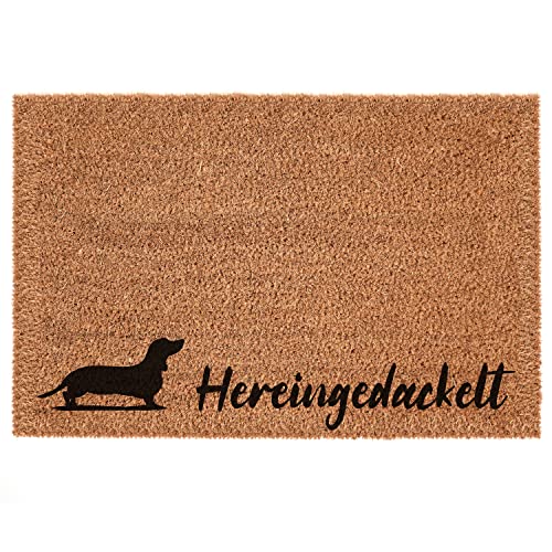 Interluxe Kokos Türmatte - Hereingedackelt - Fußmatte Hundemotiv als tolles Geschenk für Hundebesitzer*innen (40 x 60 cm) von Interluxe