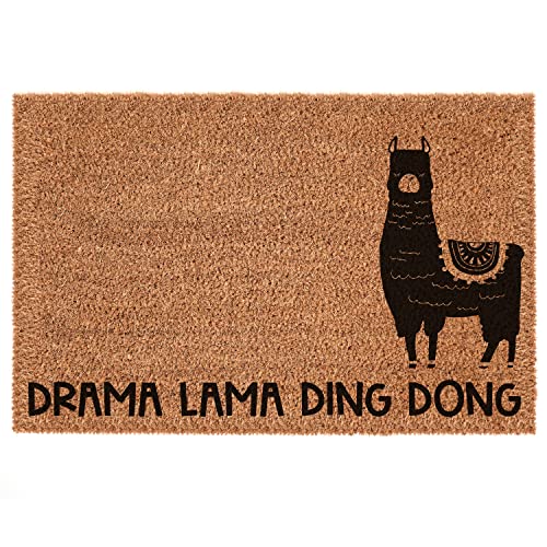 Interluxe Kokosfußmatte - Drama Lama Ding Dong - lustige Fussmatte als Geschenk für den Umzug oder Einzug Türmatte 100% Made in Germany (40 x 60 cm) von Interluxe