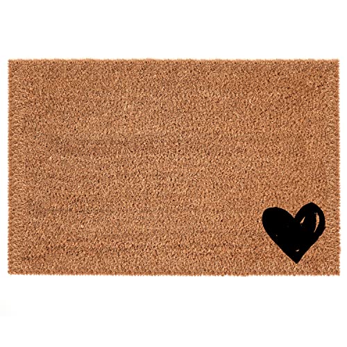 Interluxe Kokosfußmatte - Herz - Fußmatte Türvorleger, Schmutzfangmatte für Haustür Wohnungstür Kokosmatte in toller Qualität, Robustes Naturmaterial, langlebig und nachhaltig (40 x 60 cm) von Interluxe