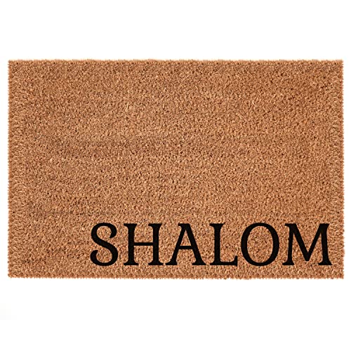 Interluxe Kokosfußmatte - Shalom - Kokosmatte hebräisch Kokosfasern Fußmatte als Geschenk für den Einzug oder Umzug (40 x 60 cm) von Interluxe