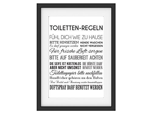 Interluxe Kunstdruck Shabby TOILETTEN Regeln Badezimmer WC Geschenk DIN A3 von Interluxe