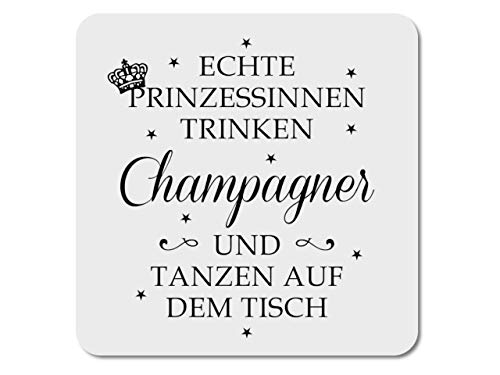 Interluxe LED Glasuntersetzer - Echte Prinzessinnen Trinken Champagner - Untersetzer mit Licht für Getränke zum Mädelsabend, Geburtstag oder Party von Interluxe