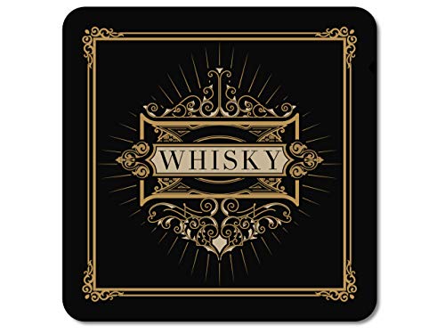 Interluxe LED Untersetzer - Black Whisky A - leuchtender Untersetzer für Whiskygläser als Bardeko oder Geschenk für Whiskytrinker von Interluxe