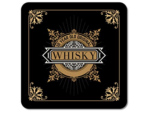 Interluxe LED Untersetzer - Black Whisky D - leuchtender Untersetzer für Whiskygläser als Bardeko oder Geschenk für Whiskytrinker von Interluxe