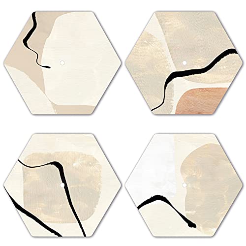 Interluxe LED Untersetzer Hexagon 4er Set - Abstract Paper - Vier leuchtende Design Untersetzer als Tischdeko, Geschenkidee, Abstract von Interluxe