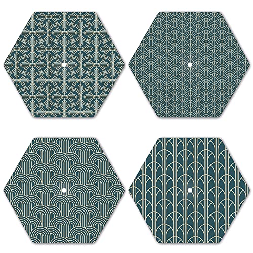 Interluxe LED Untersetzer Hexagon 4er Set - Art Deco Scale - Vier leuchtende Design Untersetzer als Tischdeko, Geschenkidee, Modern, Skandic von Interluxe