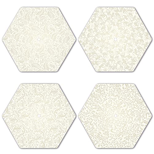 Interluxe LED Untersetzer Hexagon 4er Set - Beige Baroque - Vier leuchtende Design Untersetzer als Tischdeko, Geschenkidee, Barock von Interluxe