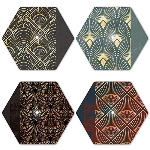 Interluxe LED Untersetzer Hexagon 4er Set - Chic Oriental - Vier leuchtende Design Untersetzer als Tischdeko Elegant Abstract geometrisch modern von Interluxe