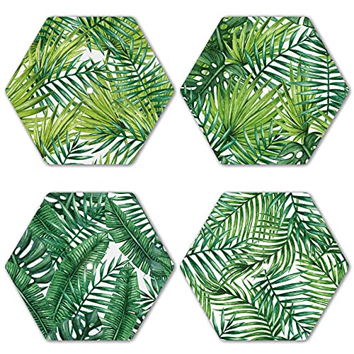 Interluxe LED Untersetzer Hexagon 4er Set - Tropical - Vier leuchtende Design Untersetzer als Tischdeko, Geschenkidee, Party von Interluxe