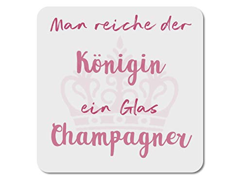 Interluxe LED Untersetzer - Man reiche der Königin EIN Glas Champagner (rosé) - leuchtende Glasdeko für Sekt, Prosecco von Interluxe