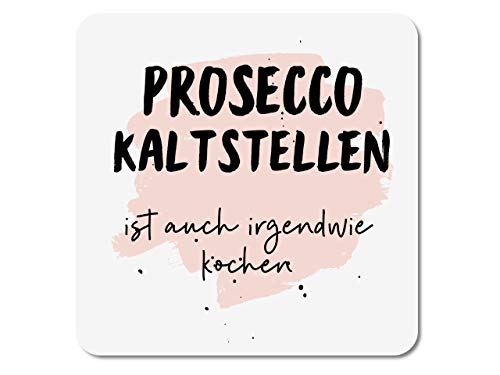 Interluxe LED Untersetzer - Prosecco kaltstellen - leuchtende Glasuntersetzer als Tischdeko, Geschenkidee, Partydeko für den Mädelsabend von Interluxe