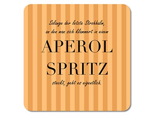 INTERLUXE LED Untersetzer - Solange der Strohhalm Aperol Spritz - leuchtender Getränkeuntersetzer als witziges Geschenk oder Bar Deko für die Party von Interluxe