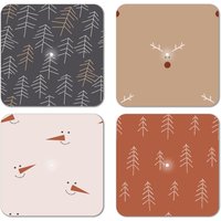 Interluxe Led Untersetzer 4Er Set - Boho Christmas Simple Tisch Deko Schneemann Weihnachtsbaum Nordic Skandi von Interluxe