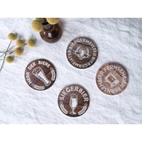 Interluxe Led Untersetzer Rund 4Er Set Bier Holz Sprüche Männer Männerabend Kumpel Freund Leuchtend Design Als Tischdeko Geschenk Natur Boho von Interluxe