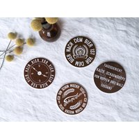 Interluxe Led Untersetzer Rund 4Er Set - Bier Sprüche Männer Männerabend Kumpel Freund Leuchtend Design Als Tischdeko Geschenk Natur Boho von Interluxe