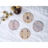 Interluxe Led Untersetzer Rund 4Er Set - Boho Ibiza Style Mosaik Abstrakt Leuchtend Design Als Tischdeko Geschenk Natur Boho Eklektisch von Interluxe