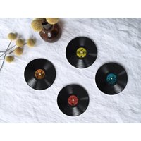 Interluxe Led Untersetzer Rund 4Er Set - Vinyl Rock Schallplattenmotiv Retro Rockmusik Punk 70Er 80Er 90Er von Interluxe