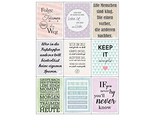 Interluxe MAGNETSET 9 Motive 95x70 Kühlschrankmagnet Motivation [ 3 ] Spruch Ansporn Leben von Interluxe