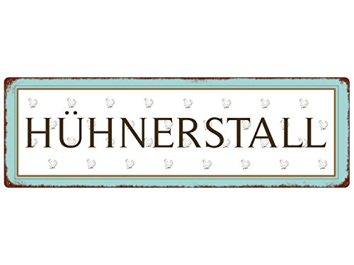 METALLSCHILD Blech HÜHNERSTALL Shabby Lustig Deko Frau Bauernhof Schild aus Metall witzig von Interluxe