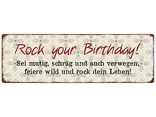 Interluxe METALLSCHILD Blech Rock Your Birthday Geburtstag Geschenk Lustig Deko Shabby von Interluxe