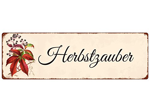 METALLSCHILD Blech Türschild HERBSTZAUBER Shabby Herbst Vintage Schild aus Metall von Interluxe