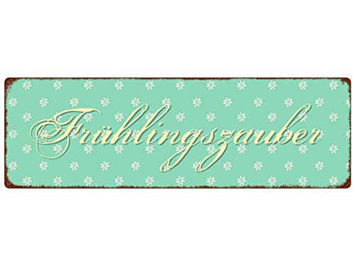 Interluxe METALLSCHILD Blechschild FRÜHLINGSZAUBER Frühling Geschenk Spruch Motivation Dekoschild von Interluxe