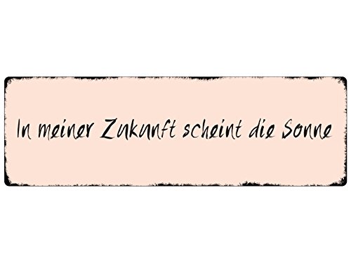 Interluxe METALLSCHILD Blechschild IN MEINER Zukunft SCHEINT DIE Sonne Weisheit Lebensweise Dekoration Geschenk Spruch Motivation Dekoschild von Interluxe