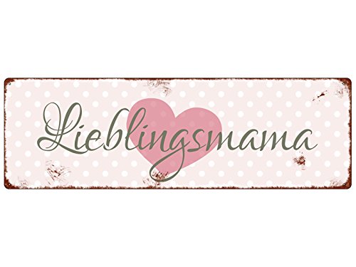 Interluxe METALLSCHILD Blechschild LIEBLINGSMAMA Shabby Vintage Dekoration Geschenk Mutter Schild Mama von Interluxe