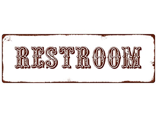 METALLSCHILD Blechschild RESTROOM WESTERN Schild WC Toilette Western Style von Interluxe