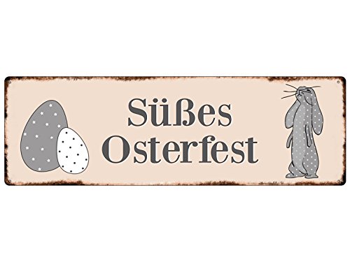 Interluxe METALLSCHILD Blechschild SÜßES OSTERFEST Frühling Ostern Dekoration Geschenk Spruch Motivation Dekoschild von Interluxe