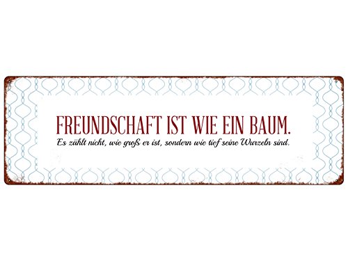 Interluxe METALLSCHILD Blechschild Türschild Freundschaft IST WIE EIN Baum Spruch Geschenk von Interluxe