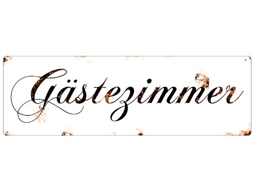Interluxe METALLSCHILD Blechschild Türschild GÄSTEZIMMER Shabby Retro Landhaus Chic von Interluxe