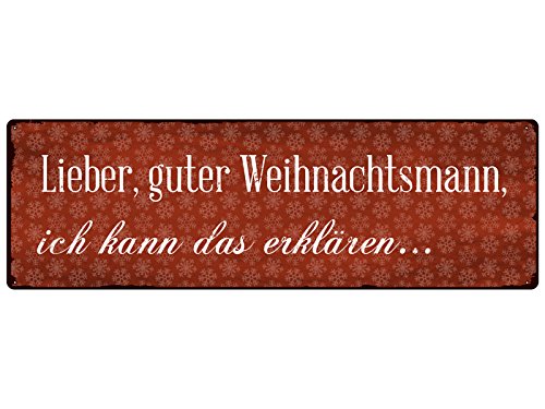 Interluxe METALLSCHILD Blechschild Türschild Lieber, GUTER WEIHNACHTSMANN Lustig X-Mas von Interluxe