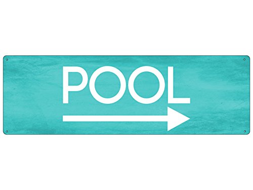 Interluxe METALLSCHILD Blechschild Türschild POOL RECHTS Deko Wellness Wegweiser Urlaub von Interluxe