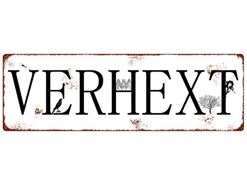 Interluxe METALLSCHILD Blechschild Türschild VERHEXT Halloween Hexe Deko Türschild von Interluxe