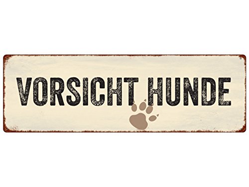 Interluxe METALLSCHILD Blechschild Vorsicht *Hunde* Warnschild Haustier Zwinger Tor Deko von Interluxe