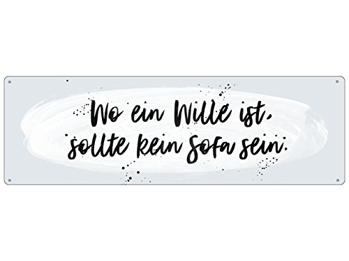 Interluxe METALLSCHILD Blechschild WO EIN Wille IST, SOLLTE KEIN Sofa Sein Lustig Motivation von Interluxe