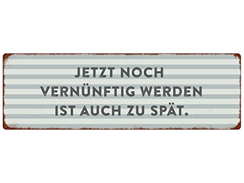 Interluxe METALLSCHILD Jetzt noch vernünftig zu werden ist auch zu spät Schild aus Metall mit lustigem Spruch von Interluxe