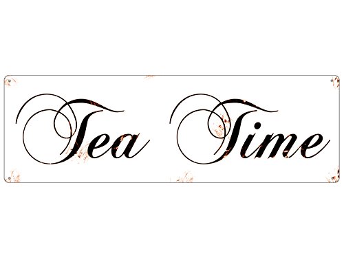 Interluxe METALLSCHILD Shabby Blechschild Tea TIME Tee Dekoschild Türschild von Interluxe