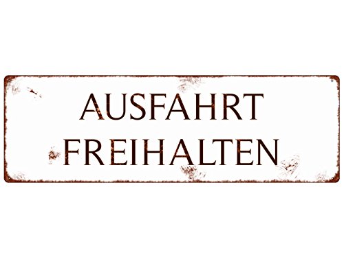 Interluxe METALLSCHILD Shabby Vintage Blechschild AUSFAHRT FREIHALTEN Garage TIMELESS Warnschild Hinweisschild von Interluxe