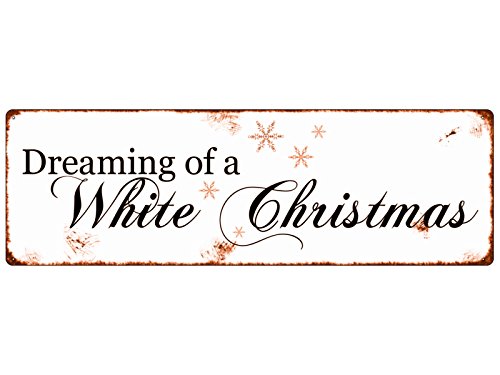 Interluxe METALLSCHILD Shabby Vintage Blechschild Dreaming of A White Winter Weihnachten von Interluxe