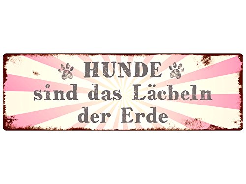 Interluxe METALLSCHILD Shabby Vintage Blechschild Hunde SIND DAS LÄCHELN DER Erde von Interluxe