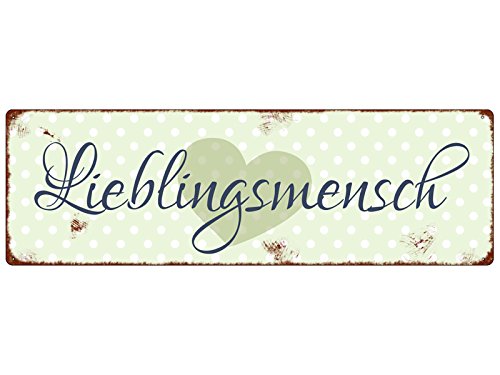 Interluxe METALLSCHILD Shabby Vintage Blechschild LIEBLINGSMENSCH von Interluxe
