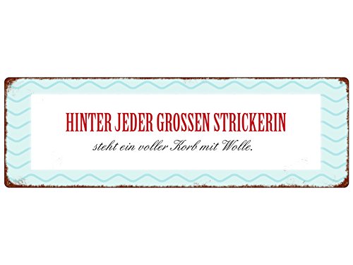 Interluxe METALLSCHILD Türschild HINTER JEDER GROSSEN STRICKERIN Stricken Handarbeit Wolle von Interluxe
