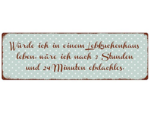 Interluxe METALLSCHILD Türschild WÜRDE ICH IN EINEM LEBKUCHENHAUS Lustig Weihnachten Deko von Interluxe