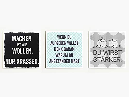 Interluxe Magnet 3er Set Machen ist wie wollen, nur krasser 70x70mm Kühlschrankmagnete mit motivierenden Sprüchen über Gewinnen, Erfolg und Ziele im Leben von Interluxe